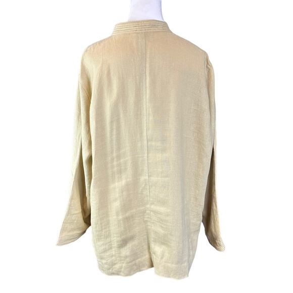 Bridgewater Studio Linen Tunic Sz 18W Mandarin Collar Side Pockets Tan - Picture 5 of 8